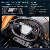 HOMCOM Carro Elétrico Lamborghini V12 12V para Crianças de 3-6 Anos com Controle Remoto Faróis com Luz LED Música MP3 USB e Abertura da Porta 117x66x50cm Laranja(m-5)