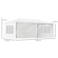 Outsunny Tenda para Festas 5,83x2,93 Tenda de Jardim com 2 Portas 4 Paredes Laterais Removíveis e 4 Janelas para Exterior Eventos Casamentos Branco(m-3)