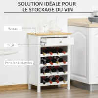 HOMCOM Meuble range-bouteilles capacité 16 bouteilles avec tiroir - MDF - 55 x 30 x 80 cm(m-4)