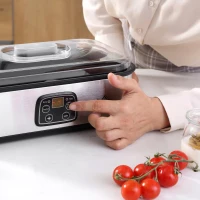 HOMCOM Yoghurt Maker with 8 180ml Glass Jars, Stainless Steel Yogurt Machine with Timer, Adjustable Thermostat and LCD Display for Healthy Homemade Desserts(m-9)