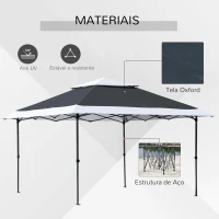 Outsunny Tenda Dobrável com Altura Ajustável em 3 Posições Teto Duplo e Bolsa de Transporte com Rodas 360x360x298 cm Cinza e Branco(m-8)