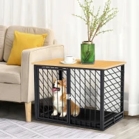 PawHut Steel Dog Crate Small Medium Dog Kennel Two Doors Tray Large Top Pet Cage 76L x 48W x 53H cm, Black(m-10)