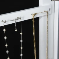 HOMCOM Joalheiro de Pé com Espelho Luz Armário para Jóias com Espelho de Corpo Inteiro 3 Ângulos Ajustáveis com Gaveta e Suporte para Secador 37x30x158cm Branco(m-12)