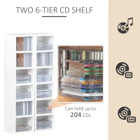 HOMCOM Set of Two Wooden 204 CDs Shelves Media Tower Rack Cube Bookshelf Unit Storage Organizer White(m-5)