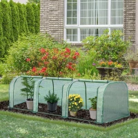Outsunny PE Tunnel Greenhouse Green Grow House Steel Frame for Garden Backyard with Zipper Doors 296x100x80 cm Green(m-2)
