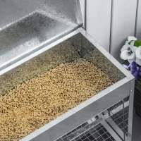 PawHut Mangiatoia per Galline 22 Litri 4 Polli, con Coperchio e Pedale, 51x38x40.5cm, Argento(m-8)