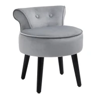 HOMCOM Modern Leisure Chair Makeup Vanity Stool Armless with Low Back Button Tufted for Living room, Dressing Room, Velvet Style Fabric, Grey(m-1)