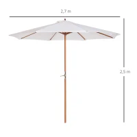 Outsunny Umbrela cu Stalp de Lemn Rezistent la razele UV bej Φ270 x 250A cm(m-3)