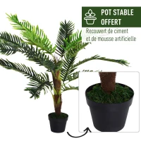 Outsunny Artificial palm tree height 123 cm artificial tree decoration plastic wire pot included green(m-4)