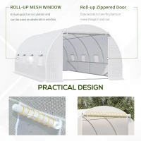 Outsunny 6 x 3 x 2 m Polytunnel Greenhouse, Walk-in Polytunnel Tent with Metal Frame, Zippered Door, and 8 Windows for Garden and Backyard, White(m-6)