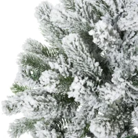 HOMCM 5ft Artificial Snow-Flocked Tree Holiday Home Indoor Christmas Decoration with Metal Feet, Green(m-8)