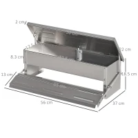 PawHut Mangiatoia per Galline 8.5 Litri 5 Polli, con Coperchio e Pedale, 56x37x18.5cm, Argento(m-3)