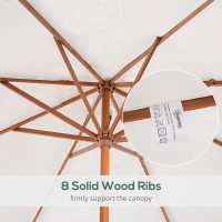 Outsunny Umbrela cu Stalp de Lemn Rezistent la razele UV bej Φ270 x 250A cm(m-7)