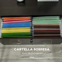 Vinsetto Cassettiera Ufficio in Legno con 2 Cassetti, Serratura e 2 Chiavi, Color Noce(m-5)