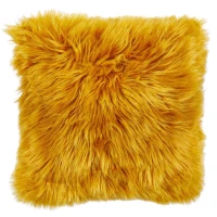 HOMCOM Kissen Kunstfell mit Füllung Gelb 40 x 40 x 10 cm(m-1)