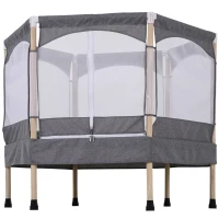 HOMCOM Kids 50-inch Outdoor Trampoline w/ Safety Enclosure Net and Spring Pad Grey(m-11)