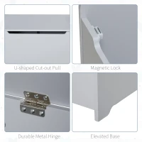 HOMCOM Wooden Kids Toy Box Children Storage Organizer Chest Safety Hinge Playroom Furniture Grey(m-7)