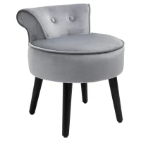 HOMCOM Modern Leisure Chair Makeup Vanity Stool Armless with Low Back Button Tufted for Living room, Dressing Room, Velvet Style Fabric, Grey(m-11)
