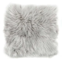 HOMCOM Kissen Kunstfell mit Füllung Silber 40 x 40 x 10 cm(m-1)