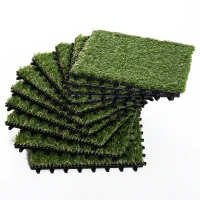 Outsunny 30 x 30cm Artificial Grass Turf with 25mm Pile Height Non-toxic Roll Grass Carpet Fake Grass Mat with Drainage Holes UV resistance for Indoor, Outdoor, Patio, Garden, Lawn, Balcony(m-1)