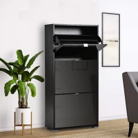 HOMCOM 6-Tier Tilting Tall Shoe Cabinet Rack Simple and Modern Storage Organization Entryway Hallway Furniture(m-2)