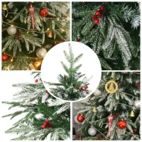 HOMCM 5ft/1.5m Artificial Snow-Flocked Pine Tree Holiday Home Christmas Decoration with Red Berries, Automatic Open(m-8)