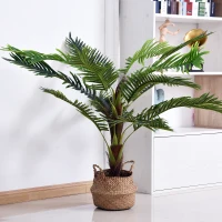 Outsunny Artificial palm tree height 123 cm artificial tree decoration plastic wire pot included green(m-6)