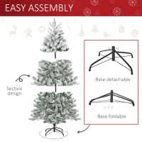HOMCM 5ft Artificial Snow-Flocked Tree Holiday Home Indoor Christmas Decoration with Metal Feet, Green(m-5)