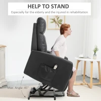 HOMCOM Fotoliu Ridicare Electric 145° – Rabatabil pentru Varstnici, Negru(m-6)