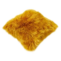 HOMCOM Kissen Kunstfell mit Füllung Gelb 40 x 40 x 10 cm(m-2)