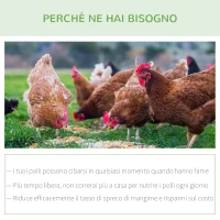 PawHut Mangiatoia per Galline 22 Litri 4 Polli, con Coperchio e Pedale, 51x38x40.5cm, Argento(m-7)