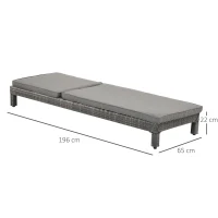 Outsunny Set 2 Sezlonguri de Gradina in PE Rattan cu Perna Captusita Gri(m-3)