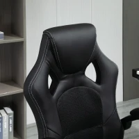 HOMCOM Scaun pentru birou,cu roti rotative la 360°, scaun gaming, inaltimea reglabila, Negru(m-8)