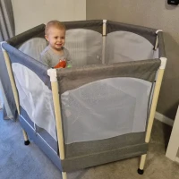 HOMCOM Kids 50-inch Outdoor Trampoline w/ Safety Enclosure Net and Spring Pad Grey(m-2)