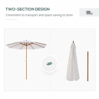 Outsunny Umbrela cu Stalp de Lemn Rezistent la razele UV bej Φ270 x 250A cm(m-6)