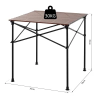 Outsunny Square Folding Aluminium Picnic Table Portable Camping BBQ Table Roll Up Top with Carrying Bag(m-3)