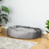 PawHut pat textil pentru caine, catifea, 132x89x28cm gri inchis(m-10)