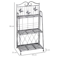 Outsunny Rafturi pentru ghiveci cu 3 nivele pentru Gradina Balcon Intern, Gri Argintiu, 44 x 25 x96cm(m-3)