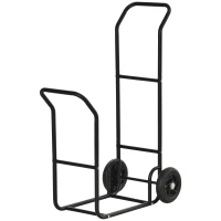 Outsunny Suport pentru lemne de foc Carucior cu roti si capacitate de greutate 100 kg, 77 x 42 x 105 cm, negru(m-11)