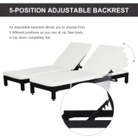 Outsunny Set 2 Sezlonguri de Gradina in PE Rattan Negru cu Perna Captusita(m-7)
