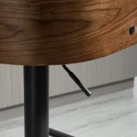 HOMCOM Set of 2 Bar Stools Swivel Bar Chairs with Footrest Height Adjustable Kitchen Chairs Swivel Chairs Faux Leather Wood Black+Coffee 48 x 49.5 x 76-96 cm(m-9)