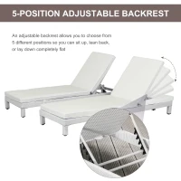 Outsunny Set 2 Sezloguri de Gradina in PE Rattan cu Perna Captusita Alba(m-5)