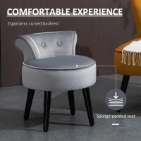 HOMCOM Modern Leisure Chair Makeup Vanity Stool Armless with Low Back Button Tufted for Living room, Dressing Room, Velvet Style Fabric, Grey(m-5)