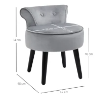 HOMCOM Modern Leisure Chair Makeup Vanity Stool Armless with Low Back Button Tufted for Living room, Dressing Room, Velvet Style Fabric, Grey(m-3)