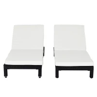 Outsunny Set 2 Sezlonguri de Gradina in PE Rattan Negru cu Perna Captusita(m-4)