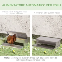 PawHut Mangiatoia per Galline 8.5 Litri 5 Polli, con Coperchio e Pedale, 56x37x18.5cm, Argento(m-5)