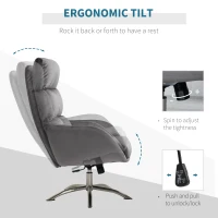 HOMCOM 2 Pieces Modern Stylish Ergonomic Tilt Leisure Armchair w/ Ottoman Grey Silver(m-5)
