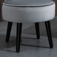 HOMCOM Modern Leisure Chair Makeup Vanity Stool Armless with Low Back Button Tufted for Living room, Dressing Room, Velvet Style Fabric, Grey(m-9)