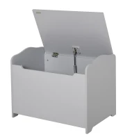 HOMCOM Wooden Kids Toy Box Children Storage Organizer Chest Safety Hinge Playroom Furniture Grey(m-11)