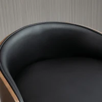 HOMCOM Set of 2 Bar Stools Swivel Bar Chairs with Footrest Height Adjustable Kitchen Chairs Swivel Chairs Faux Leather Wood Black+Coffee 48 x 49.5 x 76-96 cm(m-8)